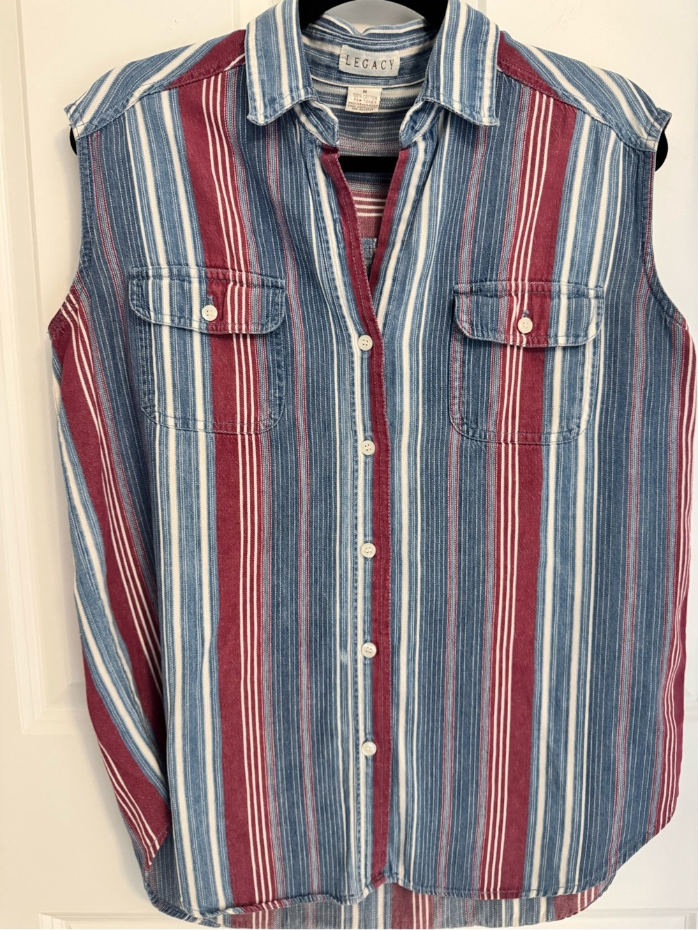 Legacy Vintage Western Stripe Sleeveless Button Front Shirt Medium